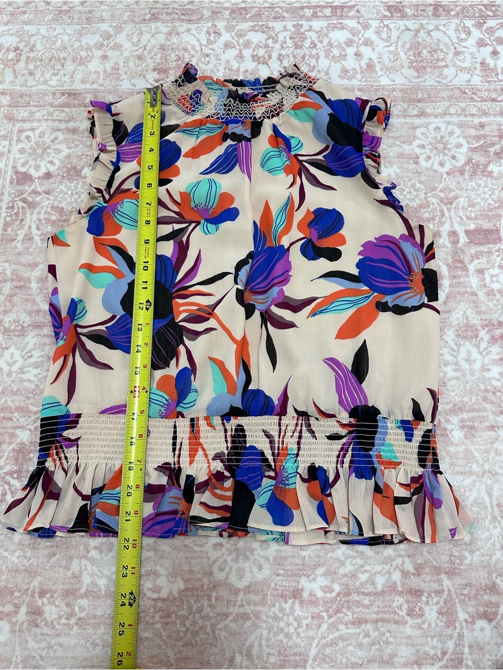 J CREW🪻Watercolor Chiffon Smocked Blouse - Picture 10 of 11